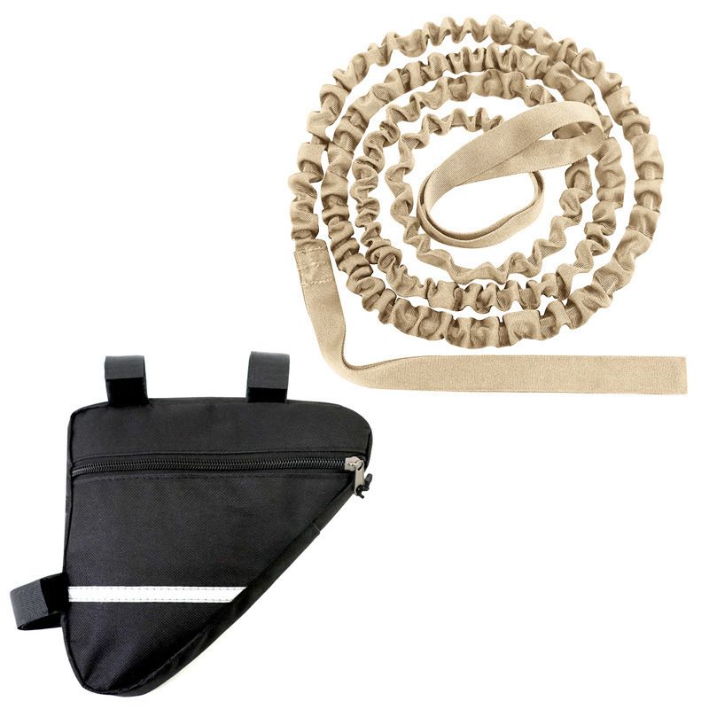 Khaki Bike Shock Absorbing Tow Rope with Storage Bag (8 to 15 FT) - Durable
