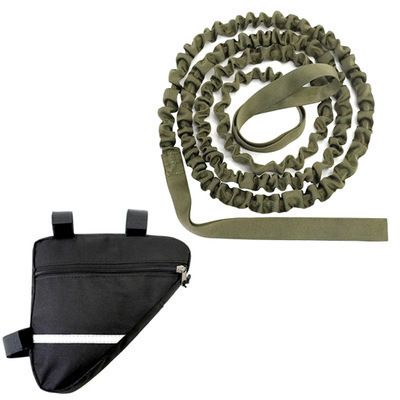 Green Bike Shock Absorbing Tow Rope with Storage Bag (8 to 15 FT) - Durable