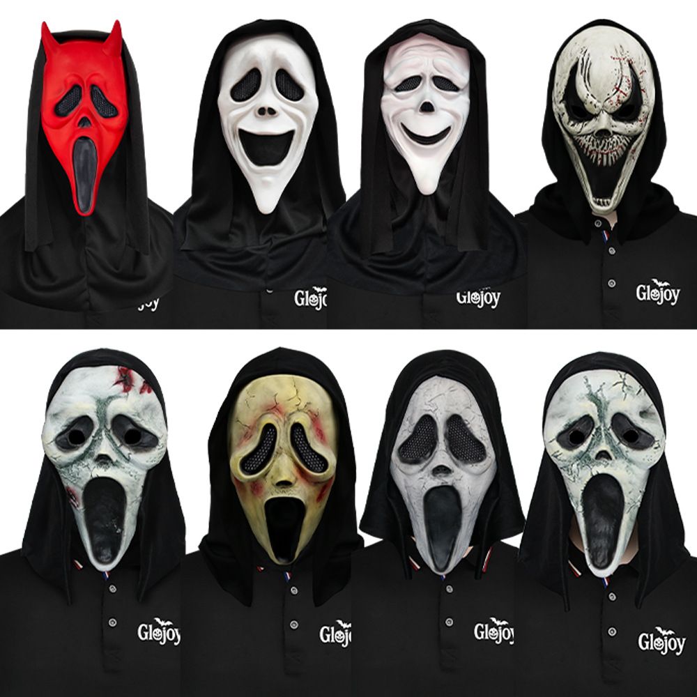 Scream Ghost Face Mask - Halloween Cosplay Latex Hood Mask for Horror Parties view 4