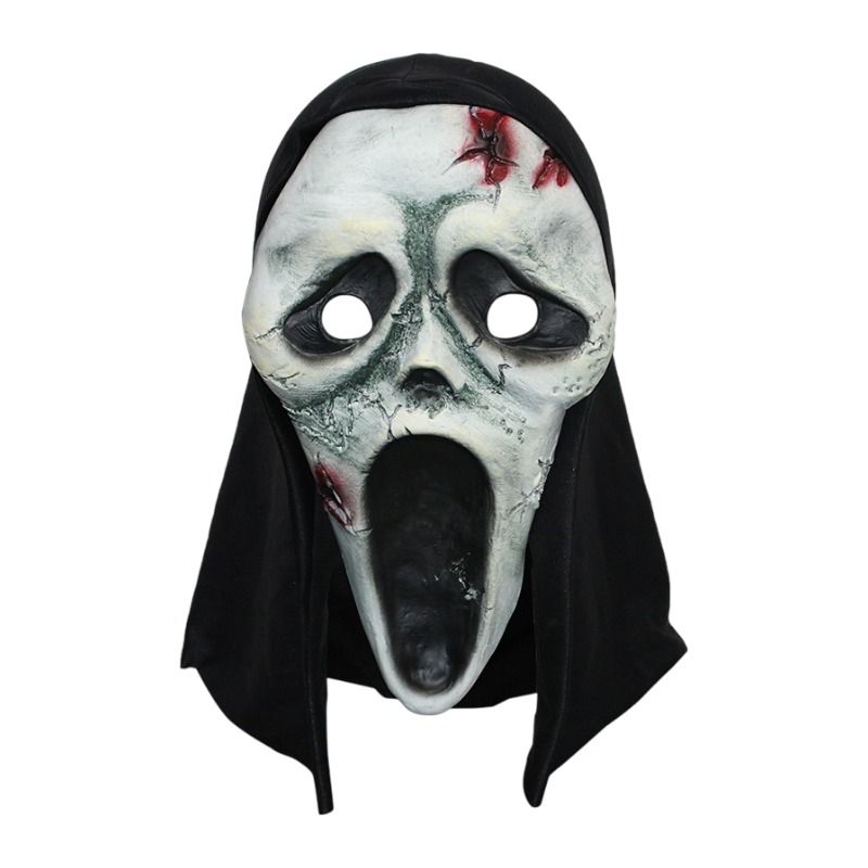 Scream Ghost Face Mask - Halloween Cosplay Latex Hood Mask for Horror Parties