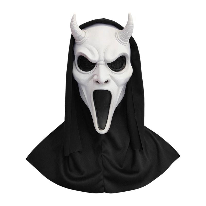 Scream Ghost Face Mask - Halloween Cosplay Latex Hood Mask for Horror Parties