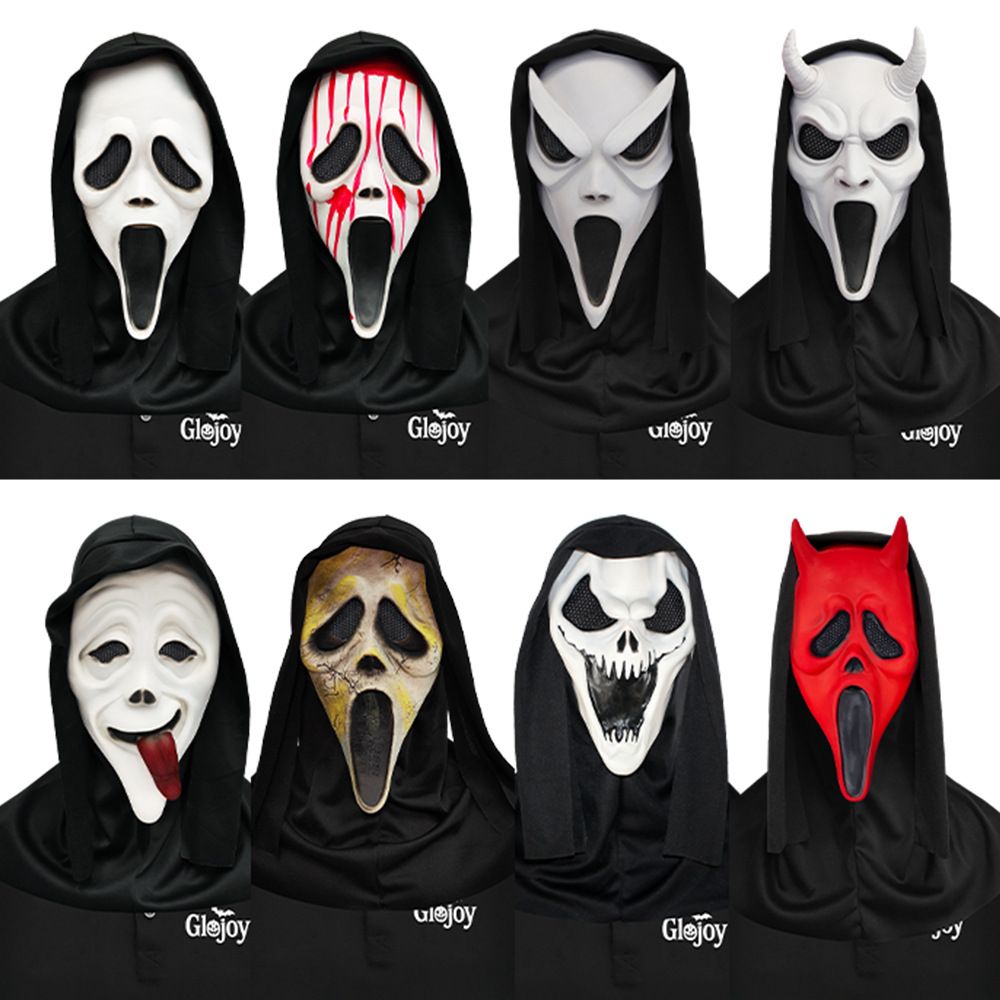 Scream Ghost Face Mask - Halloween Cosplay Latex Hood Mask for Horror Parties view 3