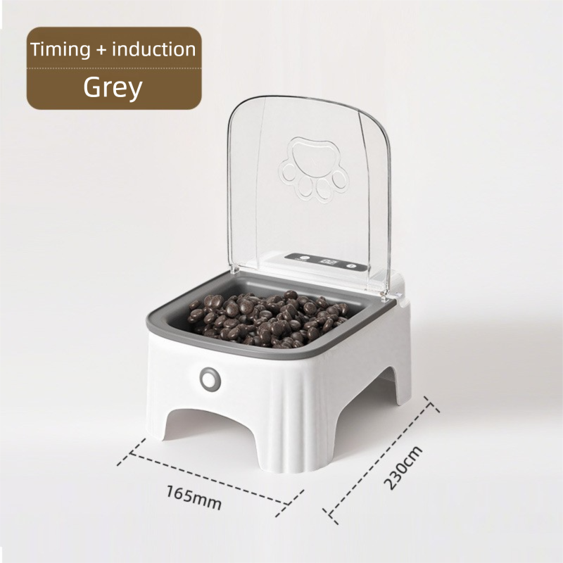 Grey and White Smart Infrared Motion Sensor Automatic Pet Feeder - 700ml Timed