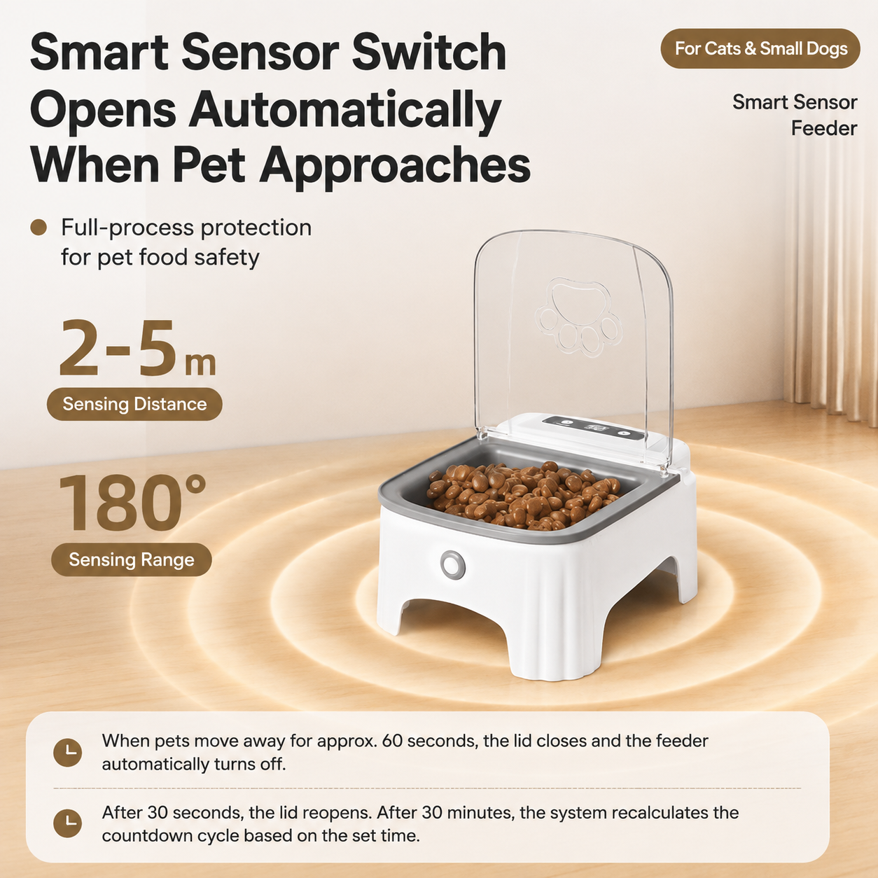 Grey and White Smart Infrared Motion Sensor Automatic Pet Feeder - 700ml Timed view 3