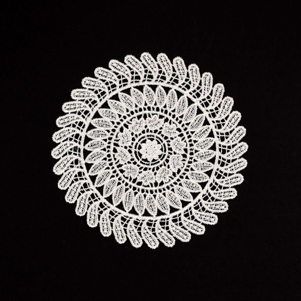 5.5 Inch Geometric Embroidered Lace Coaster (5 Pack) - Elegant Round Dining &
