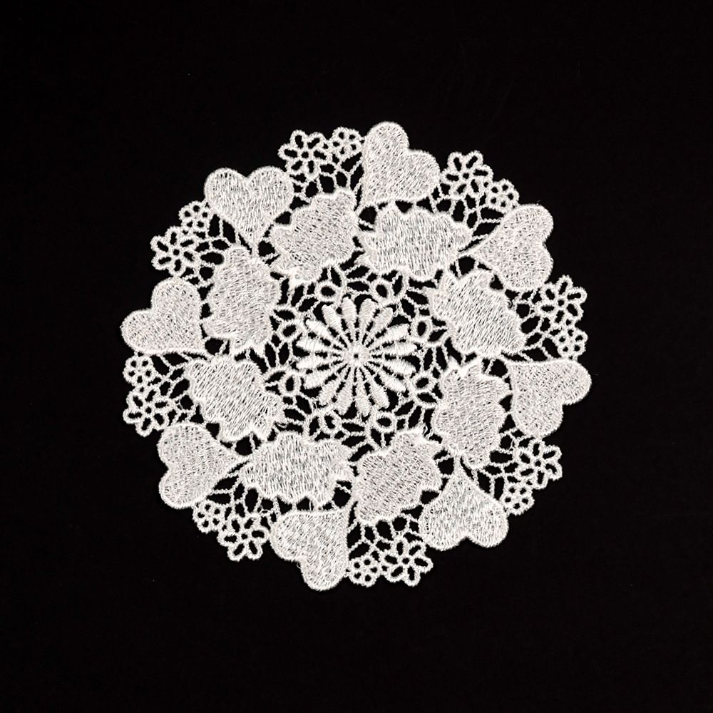 5.5 Inch Geometric Embroidered Lace Coaster (5 Pack) - Elegant Round Dining &