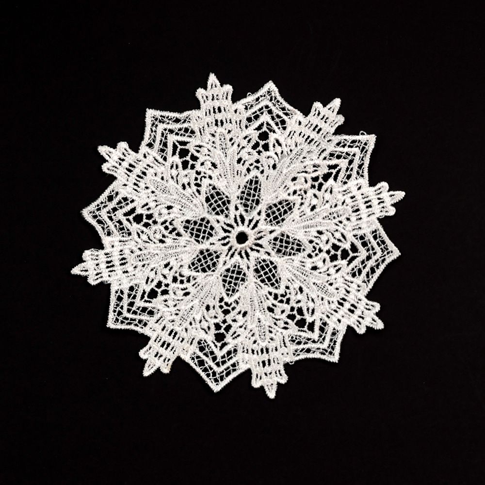 5.5 Inch Geometric Embroidered Lace Coaster (5 Pack) - Elegant Round Dining &