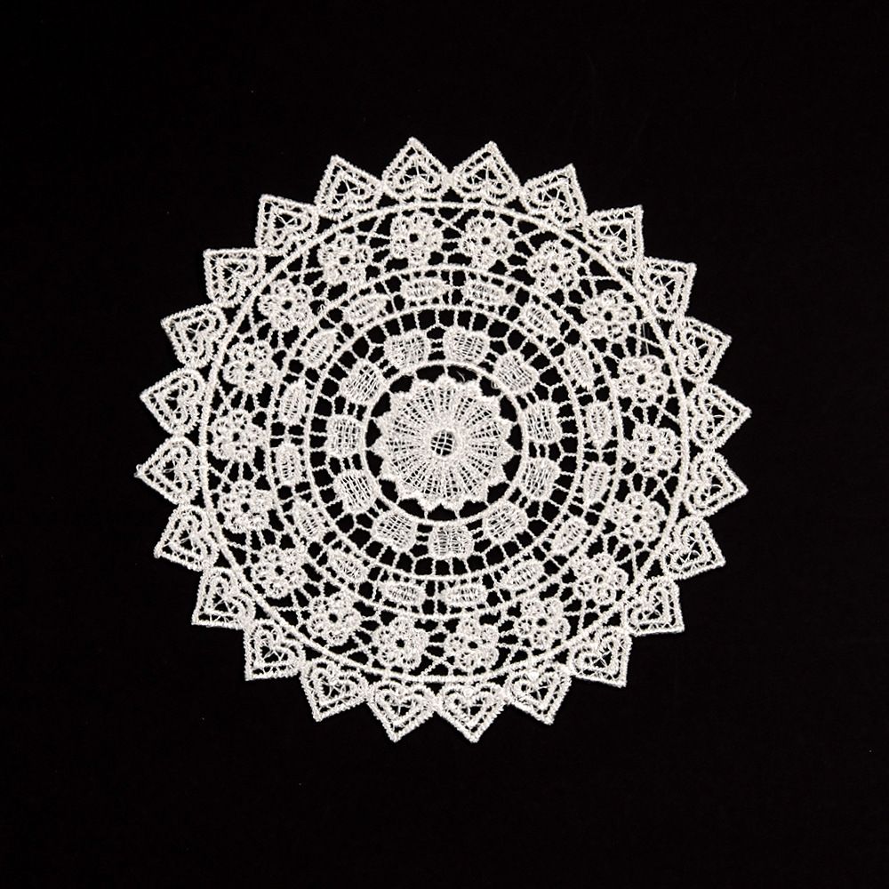 5.5 Inch Geometric Embroidered Lace Coaster (10 Pack) - Elegant Round Dining &