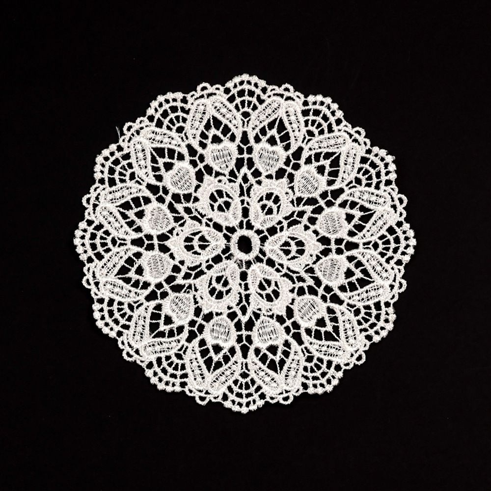 5.5 Inch Geometric Embroidered Lace Coaster (10 Pack) - Elegant Round Dining &