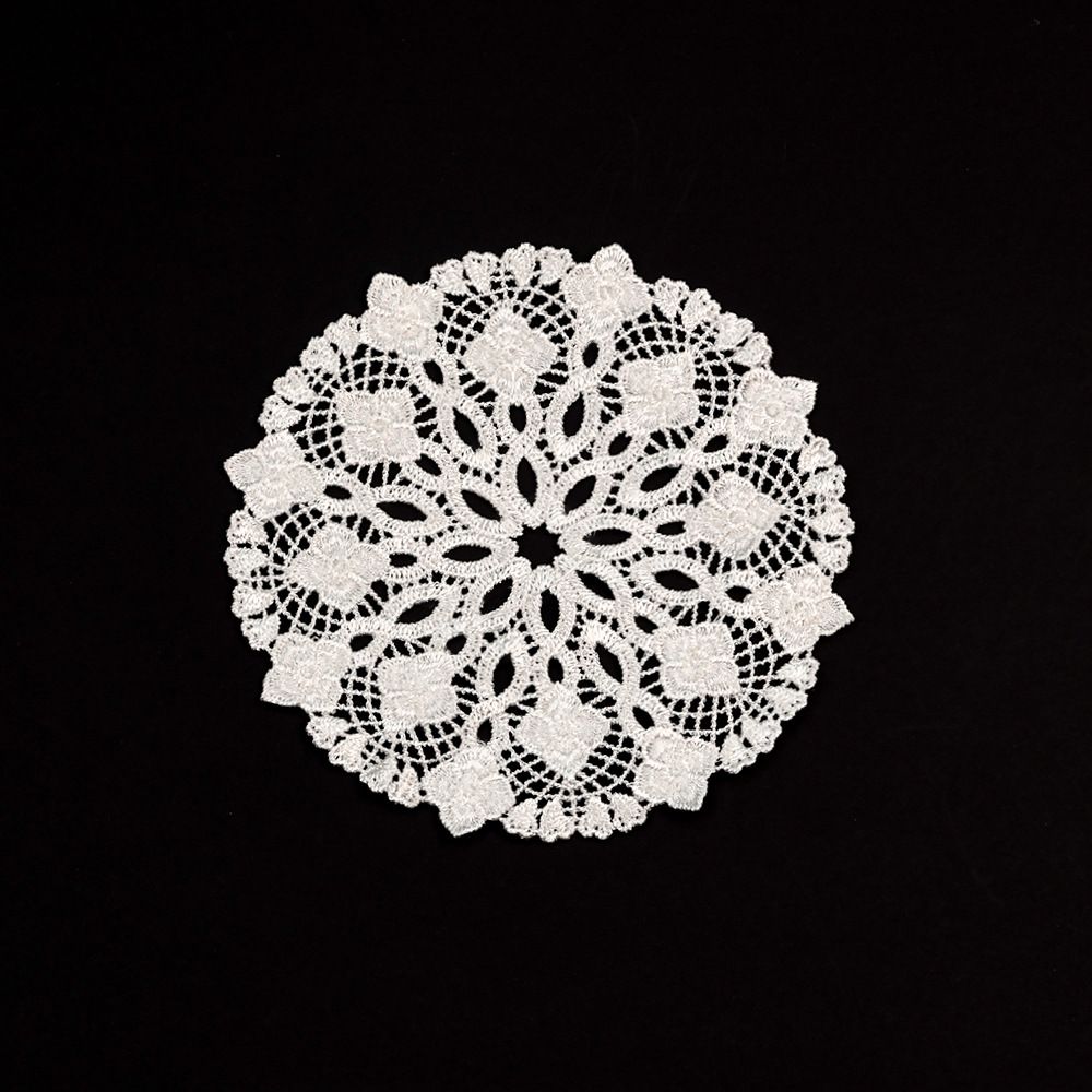 5.5 Inch Geometric Embroidered Lace Coaster (10 Pack) - Elegant Round Dining &