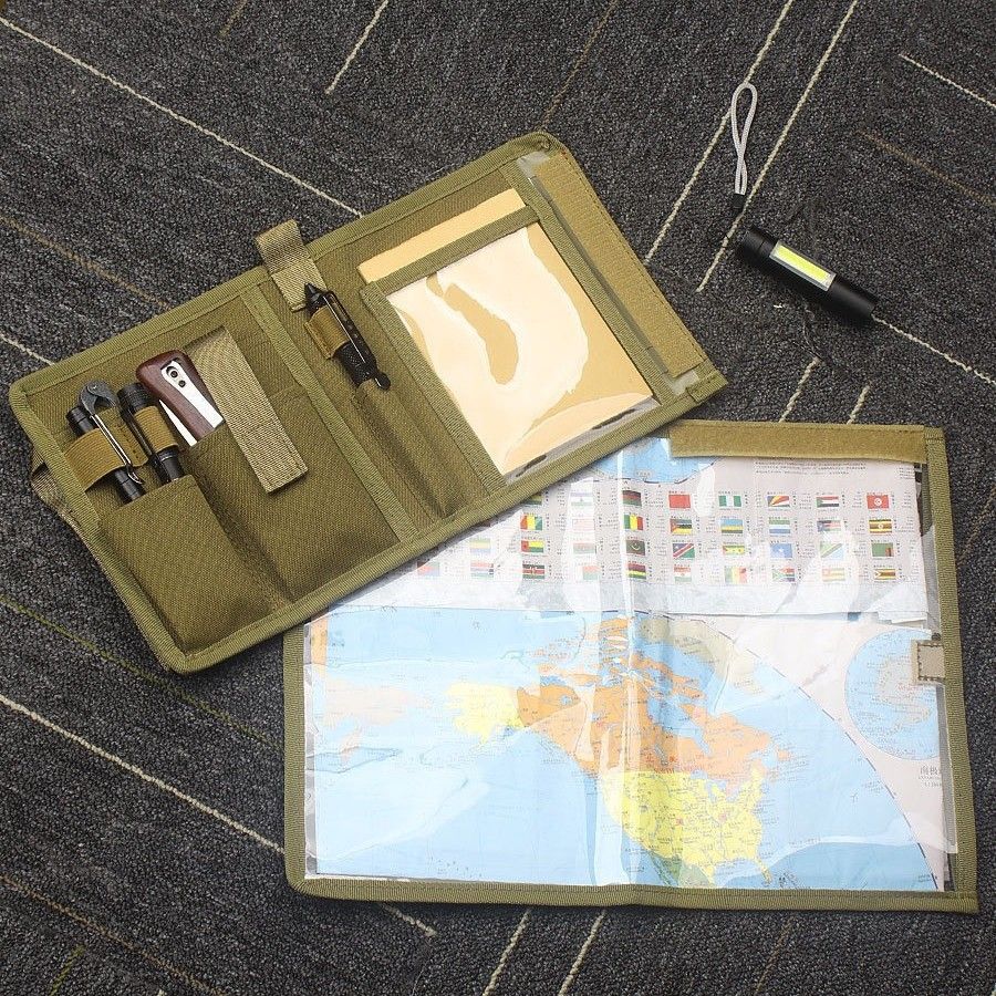 Dark Green Mutifunctional Oxford Fabric Tactical Waterproof Map Pouch - MOLLE