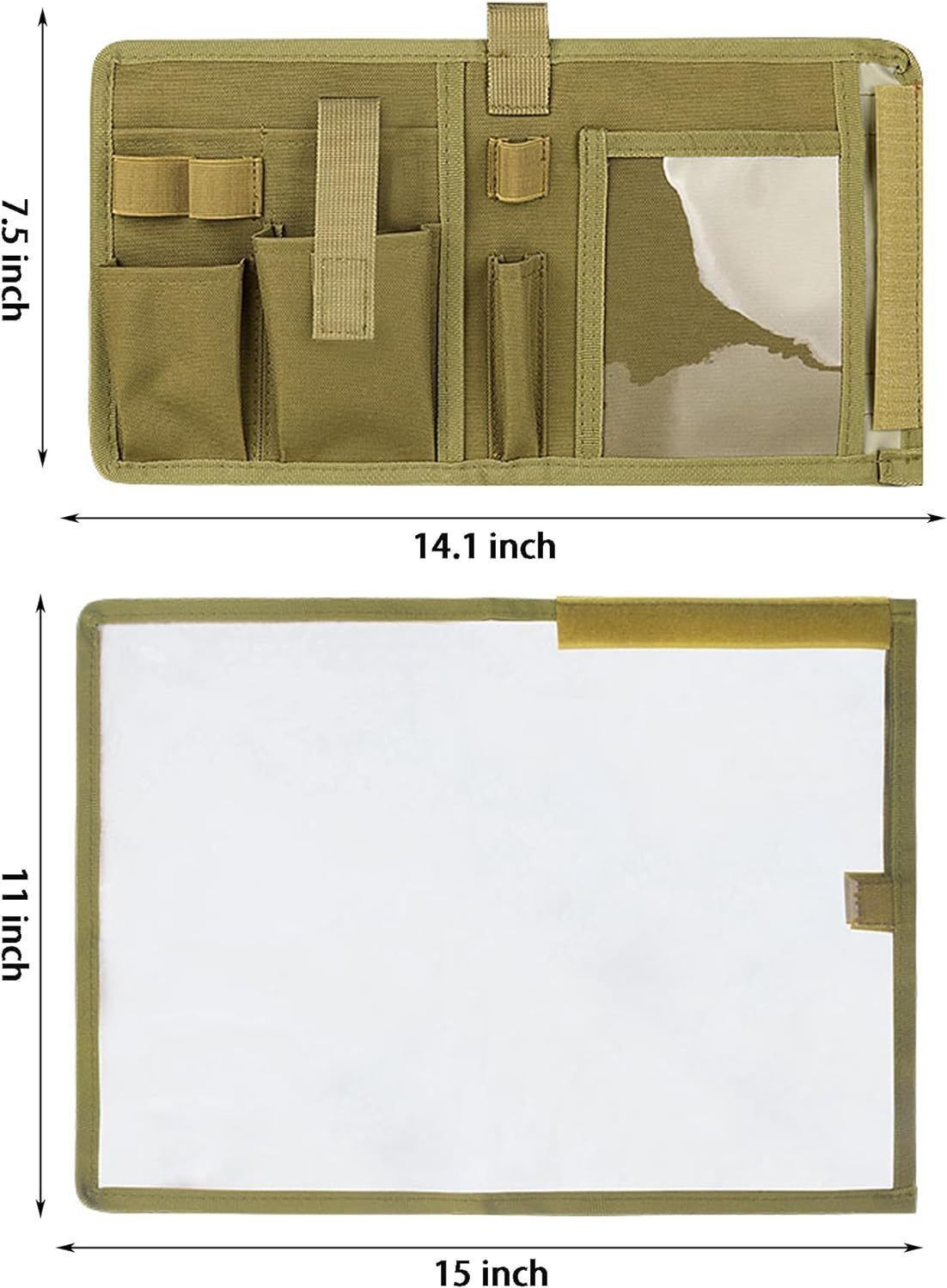 Khaki Mutifunctional Oxford Fabric Tactical Waterproof Map Pouch - MOLLE view 4