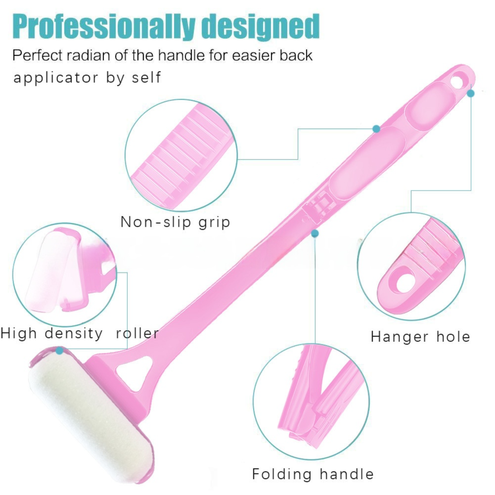 Blue Foldable Long-Handle Back Lotion Applicator with Sponge Roller Head for view 4