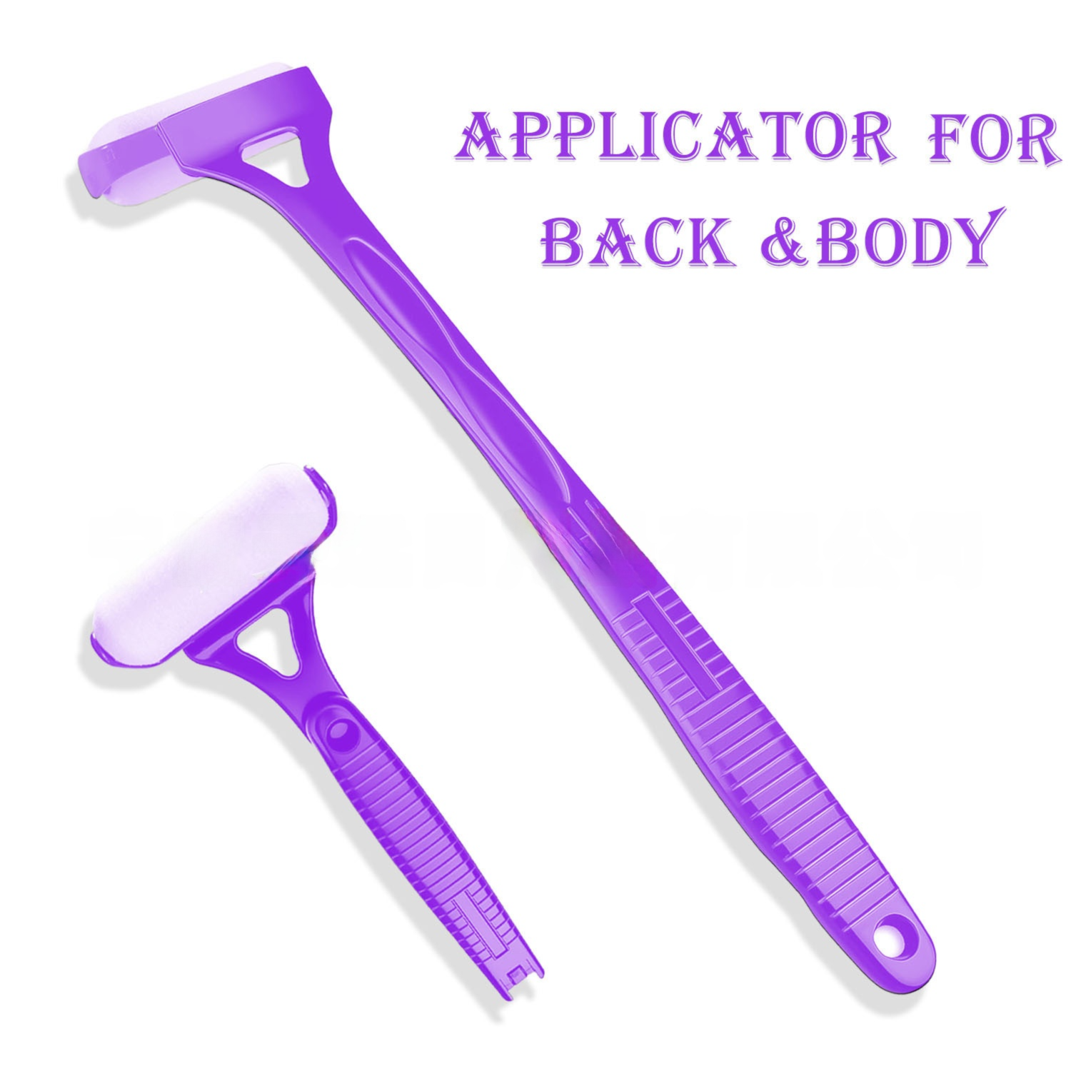 Purple Foldable Long-Handle Back Lotion Applicator with Sponge Roller Head for