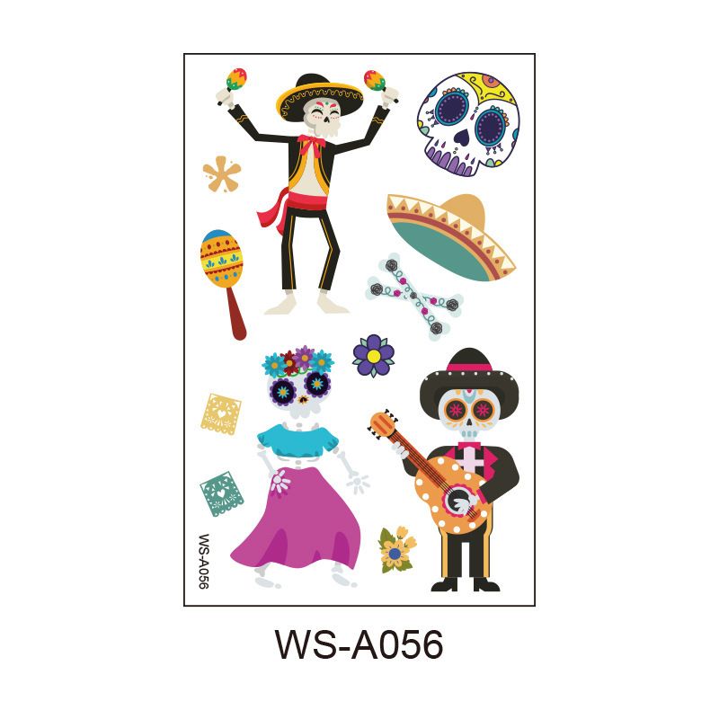 10 Pack Day of the Dead Halloween Temporary Tattoos - Mexican Fiesta Party