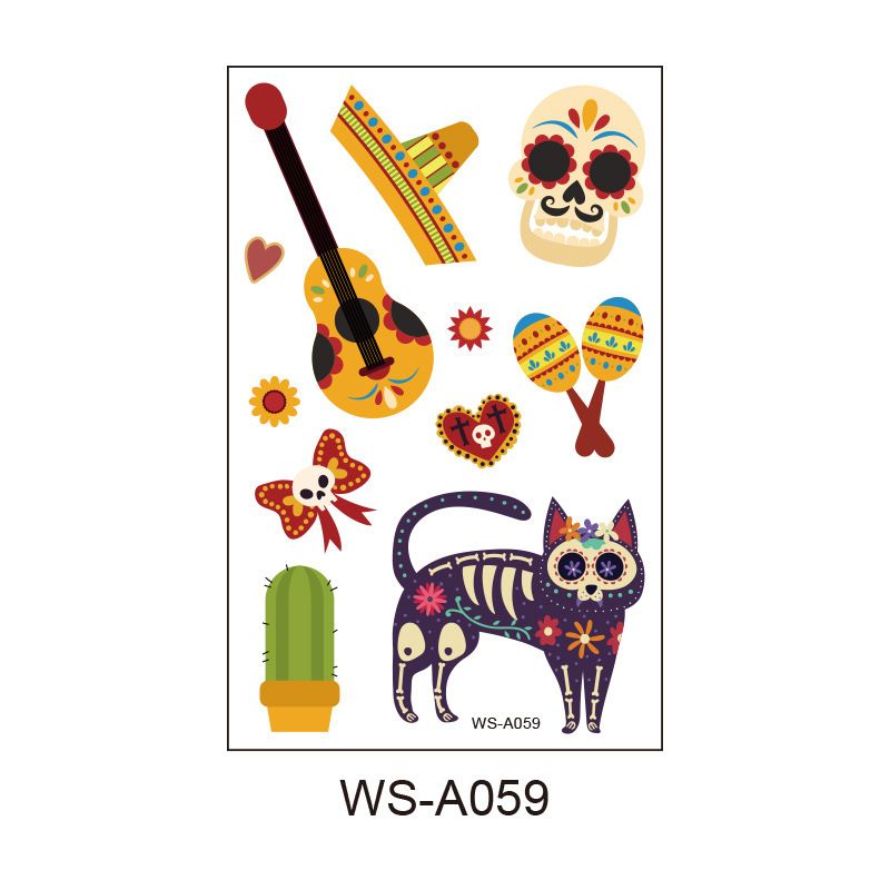 10 Pack Day of the Dead Halloween Temporary Tattoos - Mexican Fiesta Party