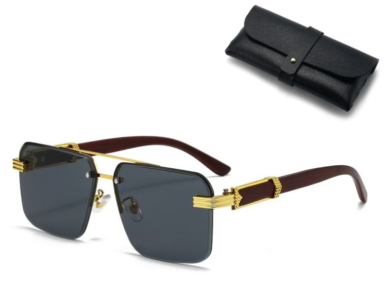 Square Rimless Diamond Cut Sunglasses with Black PU Leather Storage Case
