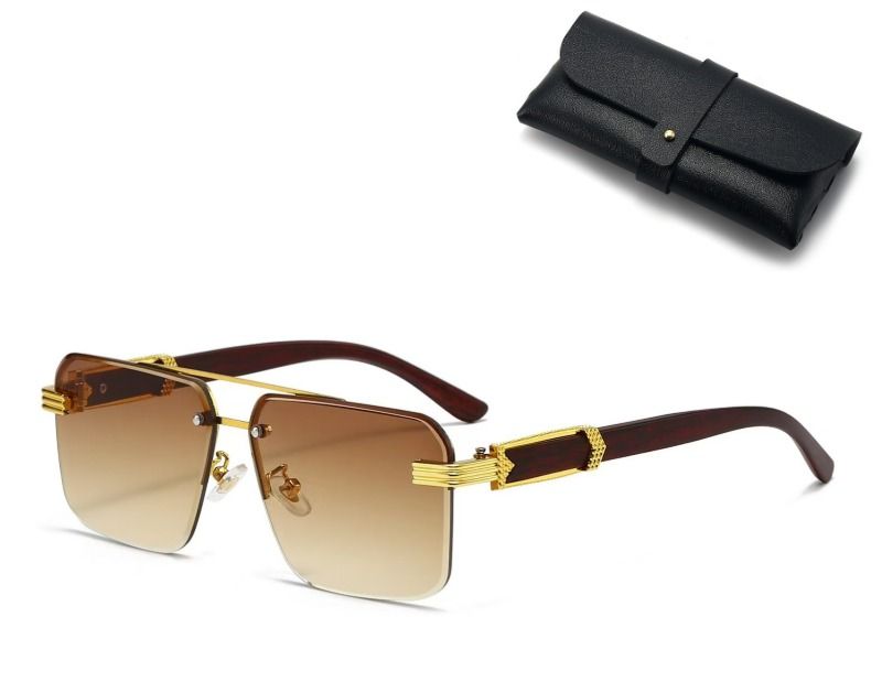 Square Rimless Diamond Cut Sunglasses with Black PU Leather Storage Case view 7