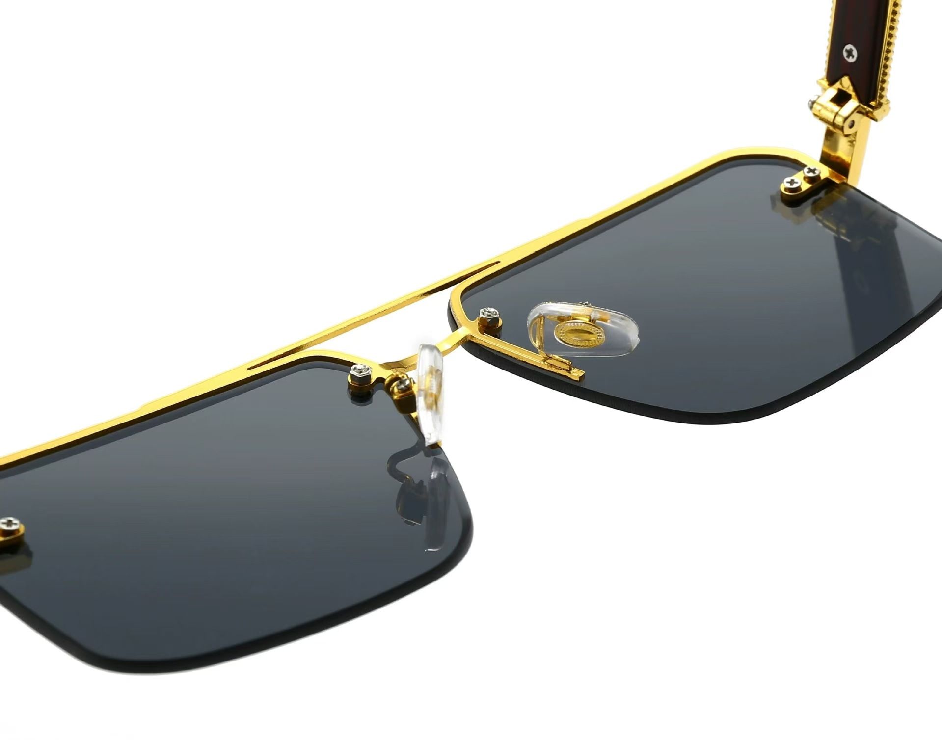4PCS Square Rimless Diamond Cut Sunglasses with Black PU Leather Storage Case view 2