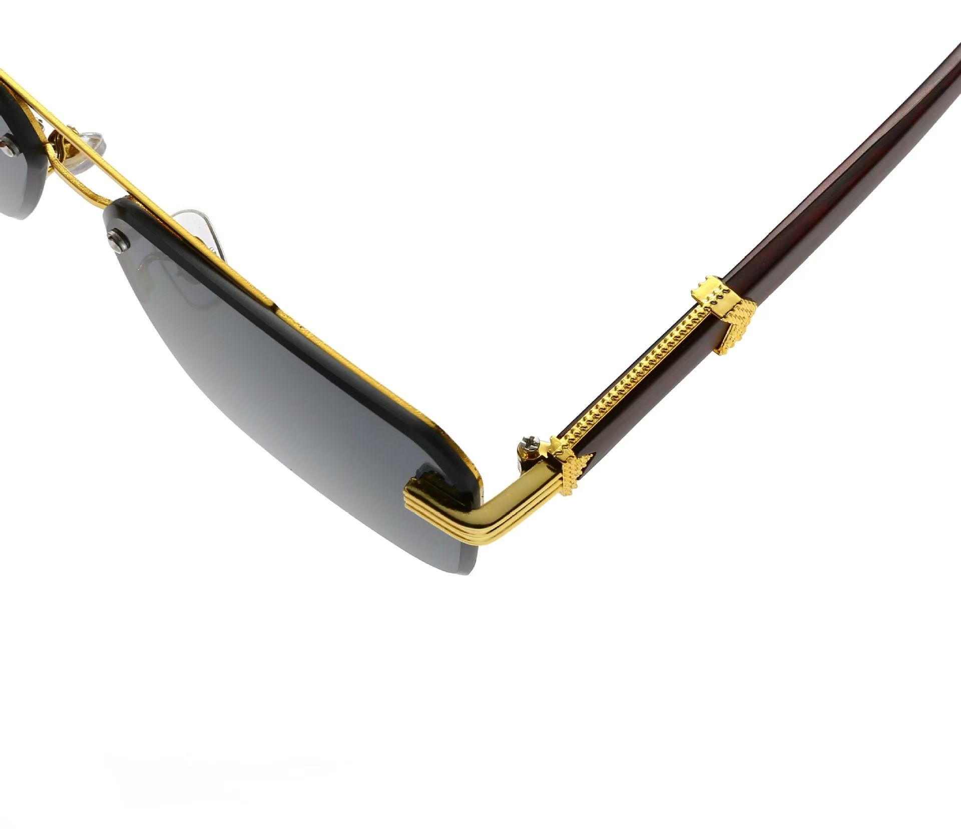 4PCS Square Rimless Diamond Cut Sunglasses with Black PU Leather Storage Case view 3