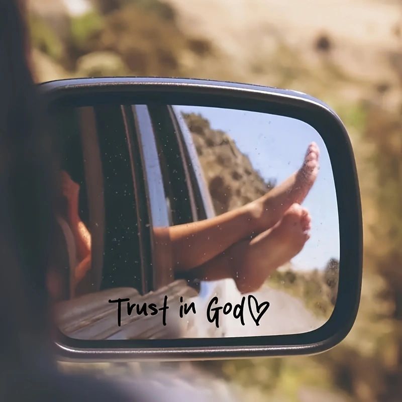 5 Pack Orange "Trust in God" Reflective Vinyl Decal Stickers - Waterproof view 2