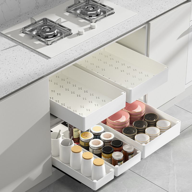 3 Pieces White Extended Pull Out Cabinet Organizer Set (Small + Medium + Large view 3