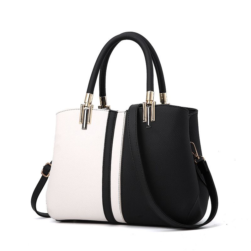 Large Capacity Color Block PU Leather Handbag