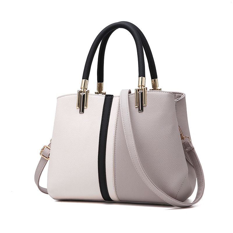 Large Capacity Color Block PU Leather Handbag