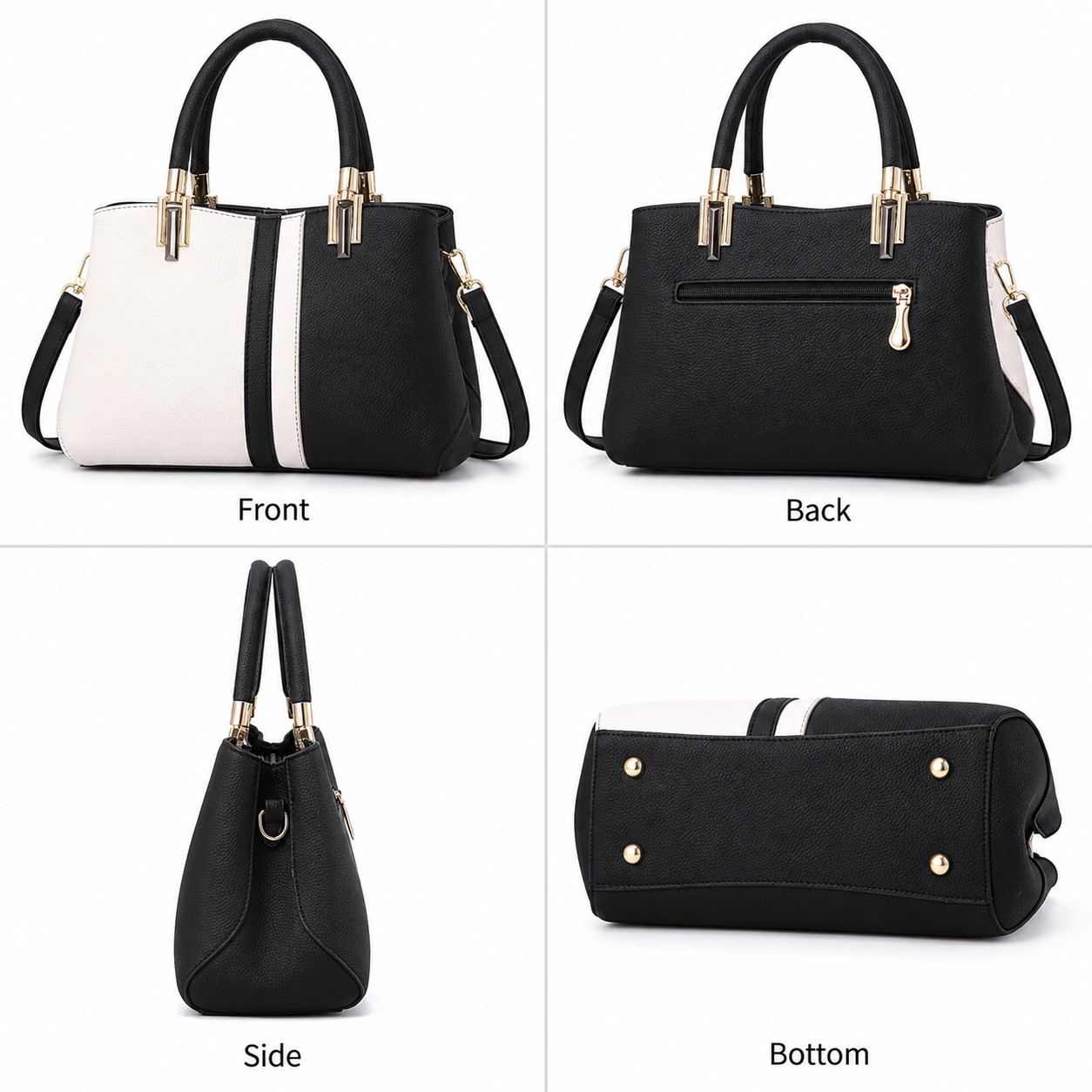 Large Capacity Color Block PU Leather Handbag view 4
