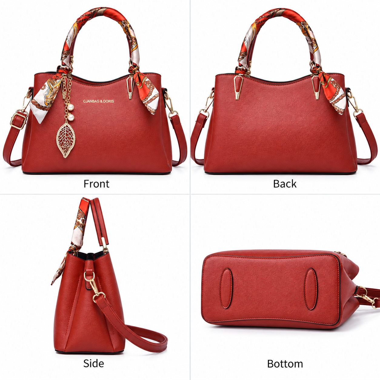 Black Large Capacity Lychee PU Leather Tote Handbag - Elegant Women's Satchel view 4