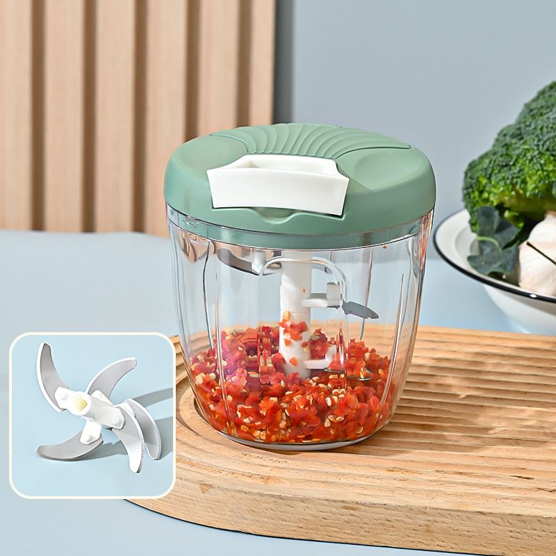 Green Manual Pull String Food Chopper - 900ml Extra Large Vegetable Cutter