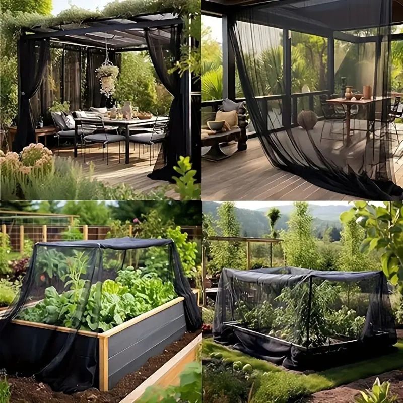 Outdoor Gazebo Mosquito Netting Fabric (2.4 x 10M Black) - Mutifunctional DIY view 4