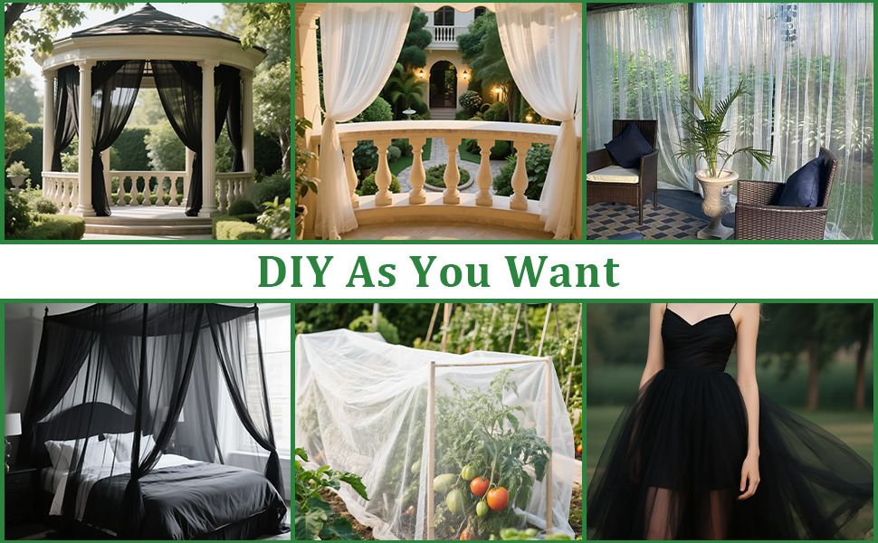 Outdoor Gazebo Mosquito Netting Fabric (3 x 10M Black) - Mutifunctional DIY view 3