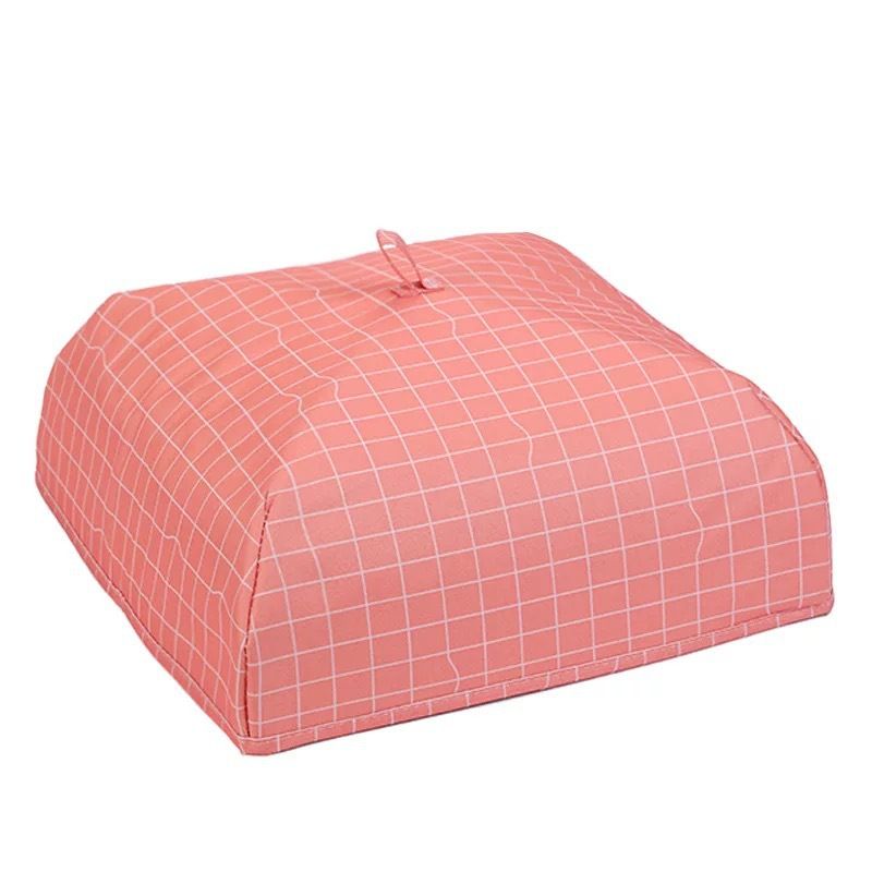 2 Pack Pink Plaid Foldable Thermal Insulated Food Cover (XL 50 x 50 x 15cm)
