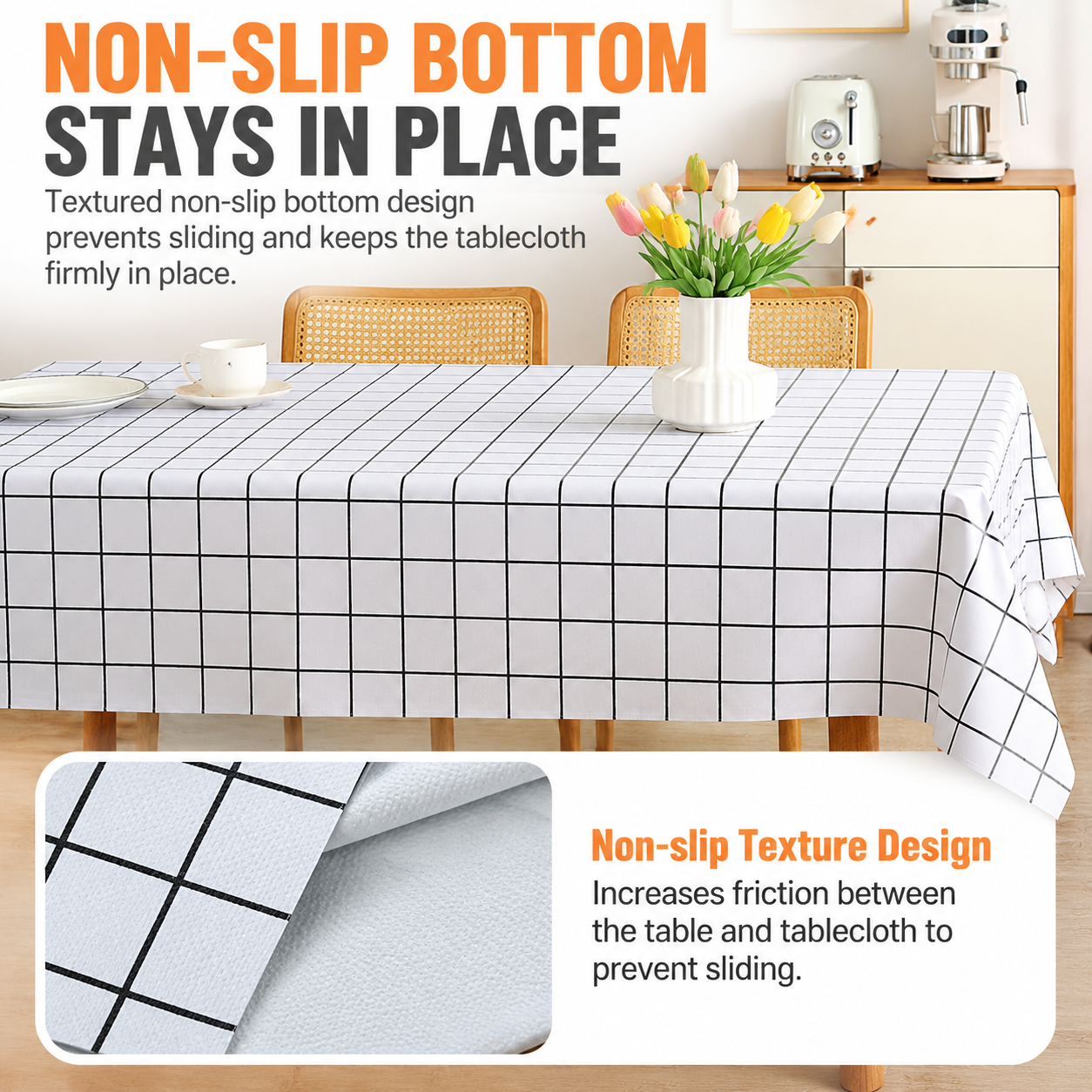 140 x 140 CM Yellow Checkered Waterproof & Oil-Proof PVC Tablecloth - Modern view 4