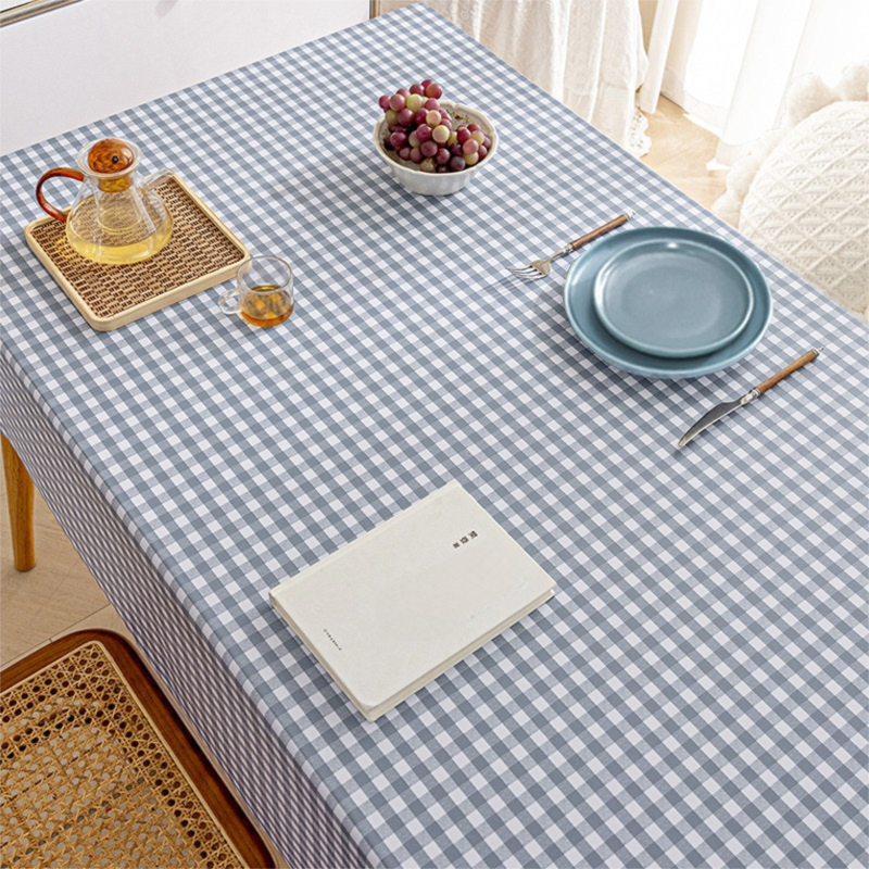 140 x 140 CM Blue Checkered Waterproof & Oil-Proof PVC Tablecloth - Modern