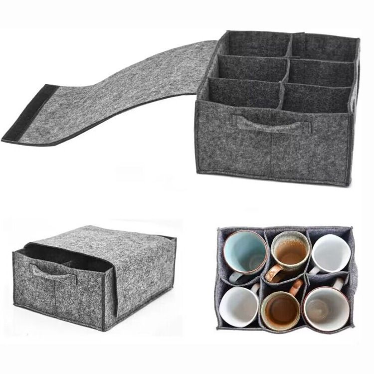 2 Piece Set of Grey Foldable Crockery & Mug Storage Organizer (Holds 8 Plates view 4