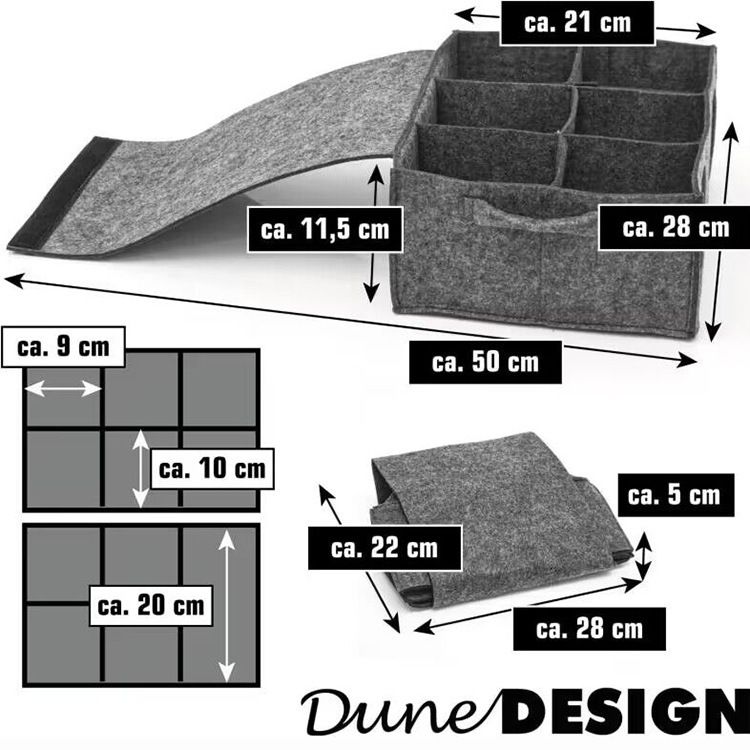 2 Pack Grey Foldable Mug Storage Organizer (Holds 6 Mugs) - Felt Camping & view 3