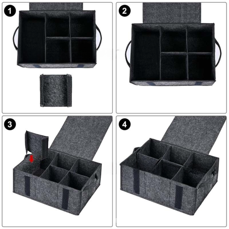 2 Pack Dark Grey Foldable Mug Storage Organizer (Holds 6 Mugs) - Felt Camping view 2