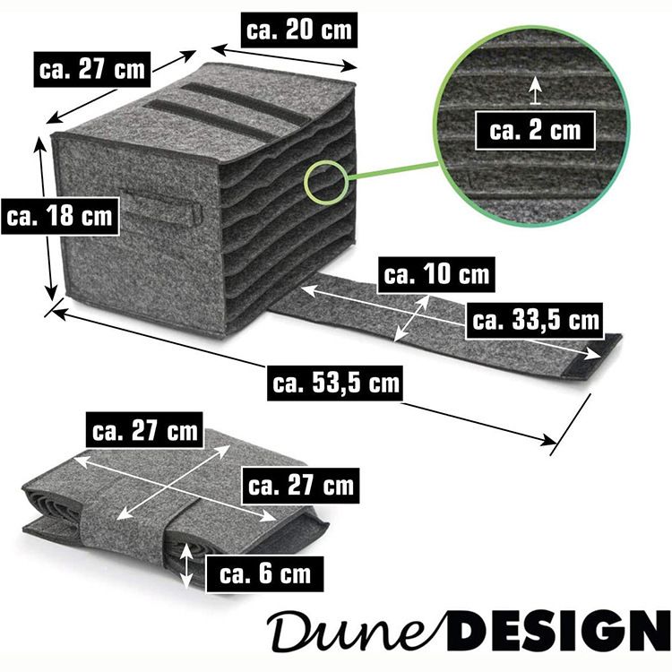2 Pack Dark Grey Foldable Crockery Storage Organizer (Holds 8 Plates) - Felt view 3