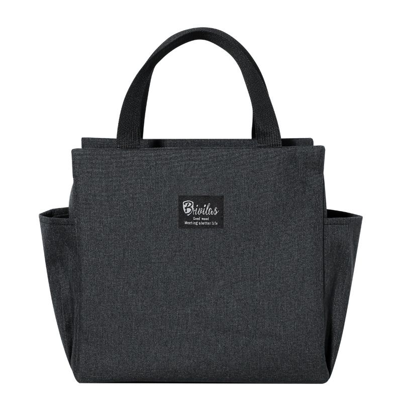 2 Packs Black Portable Oxford Cloth Insulated Lunch Bag (25 x 25 x14CM)