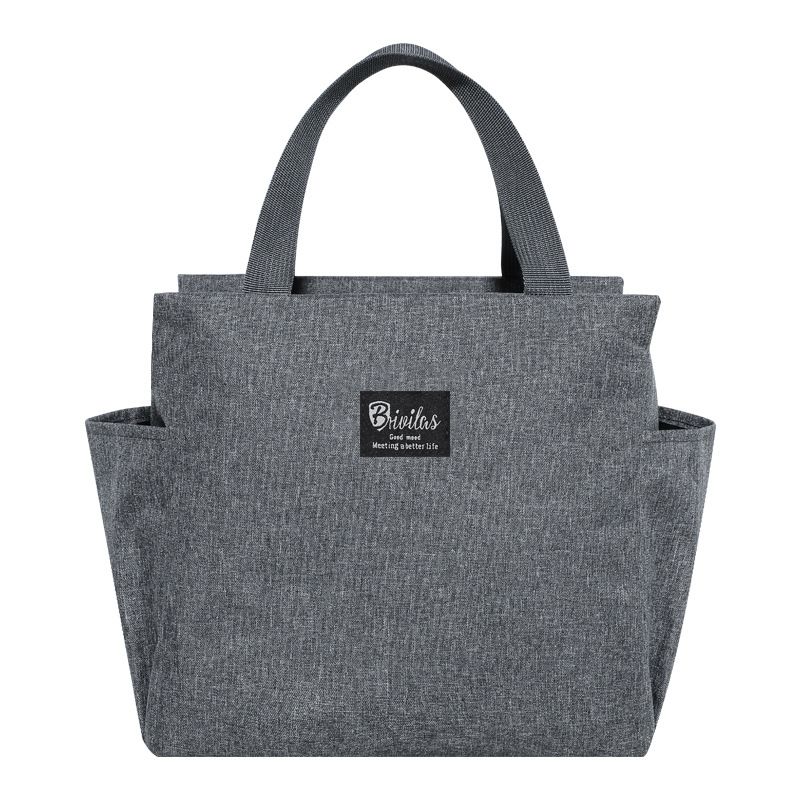 2 Packs Grey Portable Oxford Cloth Insulated Lunch Bag (25 x 25 x14CM) - Large