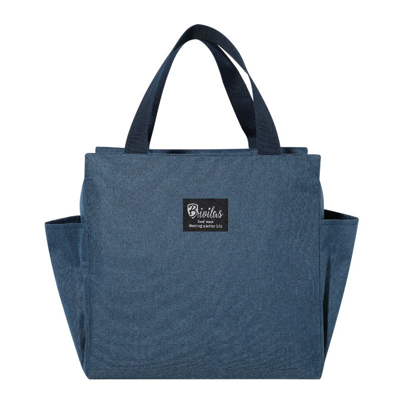 2 Packs Dark Blue Portable Oxford Cloth Insulated Lunch Bag (25 x 25 x14CM)