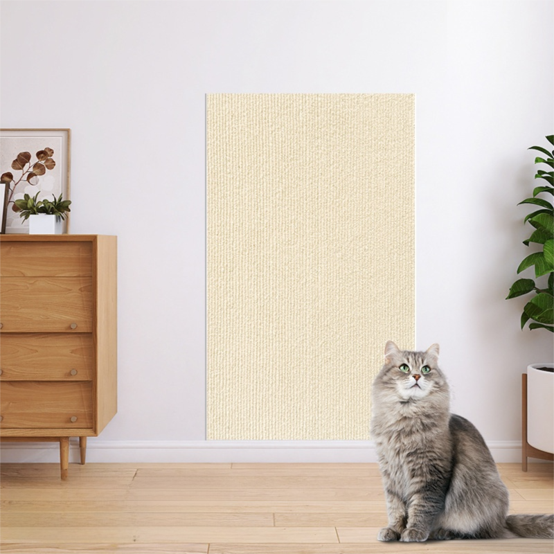 60 x 100 CM Beige Self-Adhesive Cuttable Cat Scratching Mat - Durable Wall Climber — image 1