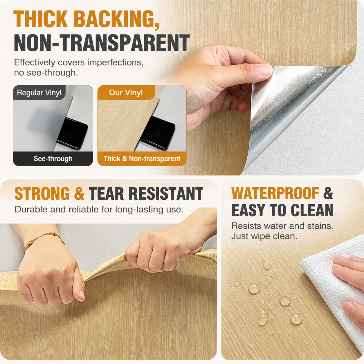 Self-Adhesive Wood Grain Contact Paper (0.4 X 5 M Pine Color) - Waterproof view 4