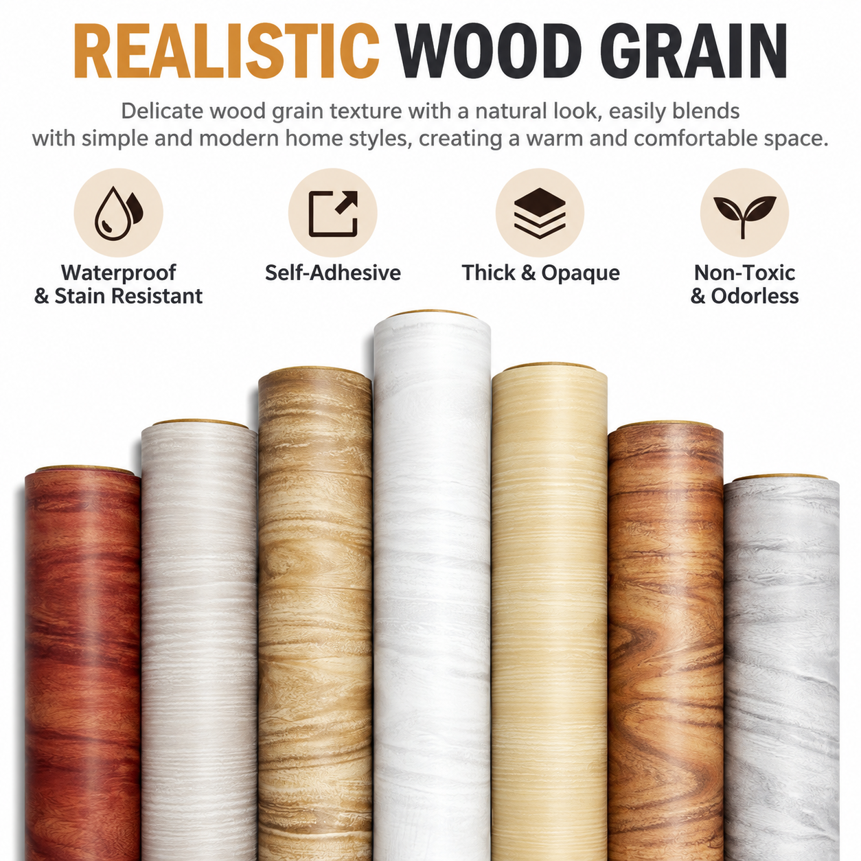 Self-Adhesive Wood Grain Contact Paper (0.6 X 5 M Gray Wood Color) - Waterproof view 2