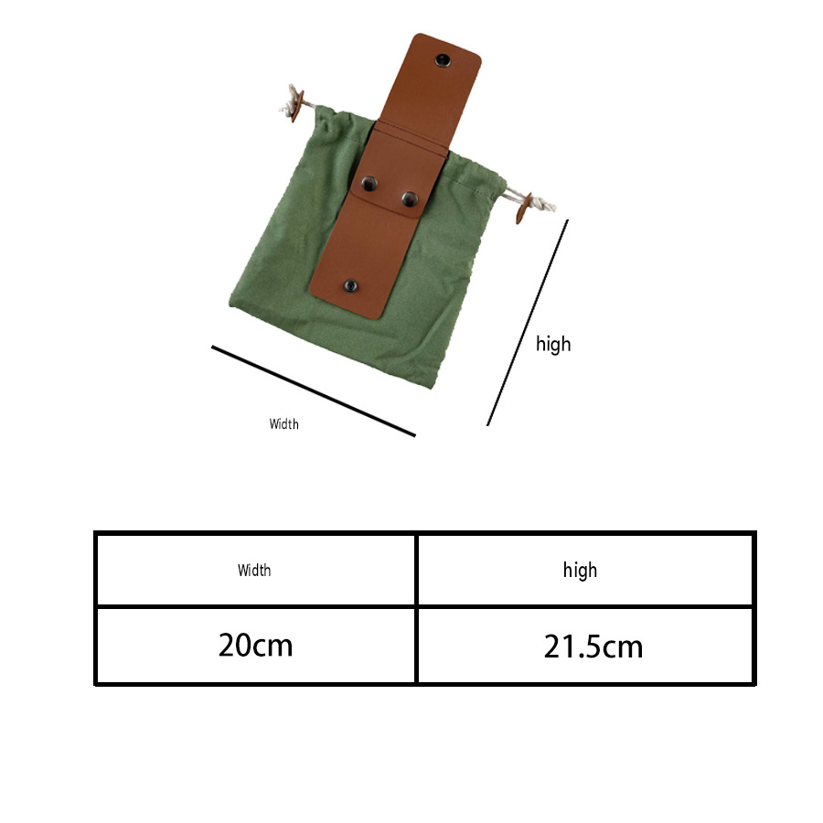 Green Portable Outdoor Canvas Foraging Pouch - Collapsible Belt Waist Bag for view 5