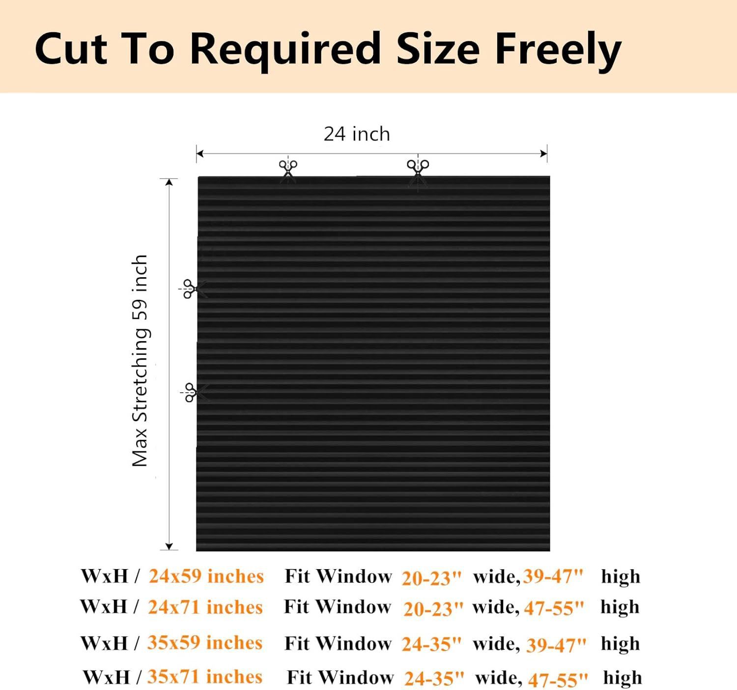60 x 150 CM Black Self-Adhesive Pleated Window Blinds (2 Packs) - No-Drill view 6