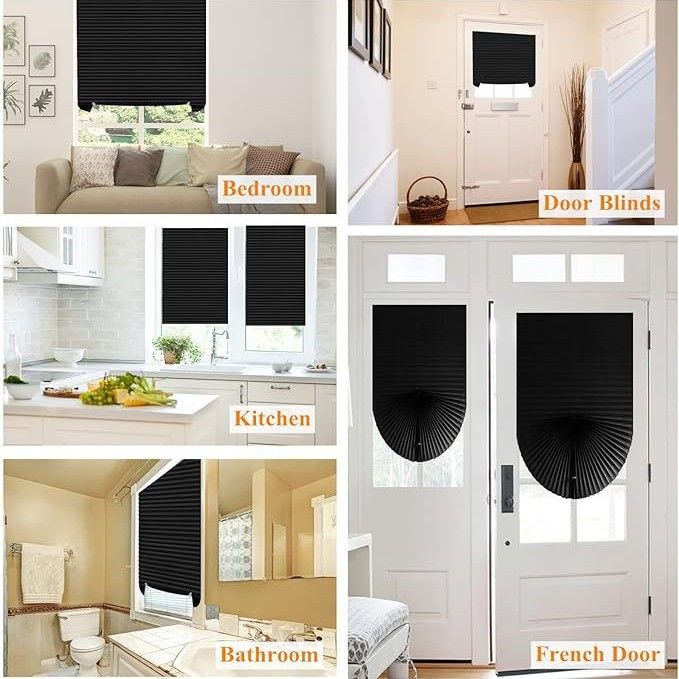 60 x 180 CM Black Self-Adhesive Pleated Window Blinds (2 Packs) - No-Drill view 7