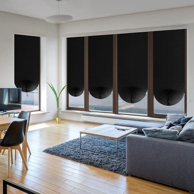 90 x 150 CM Black Self-Adhesive Pleated Window Blinds (2 Packs) - No-Drill view 8